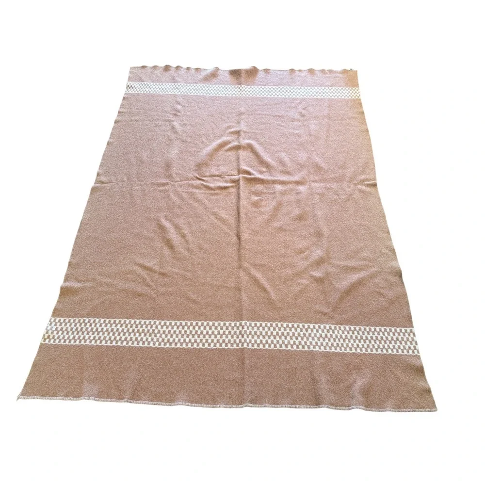 Baron Woolen Mills Blanket Checkerboard Trim Cozy Throw Pink Valentines‎ 62x84